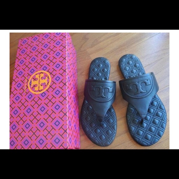 Tory Burch Black Fleming Flat Thong Leather - Picture 3 of 6